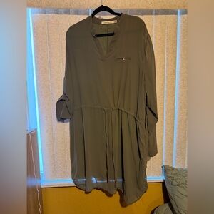 Olive Green Long Sleeve Tunic Dress 3x